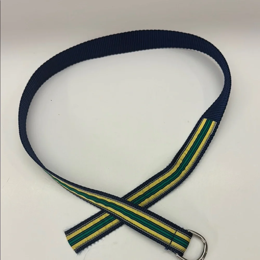 Leather Man Blue and Yellow Canvas Belt with Double Ring Buckle